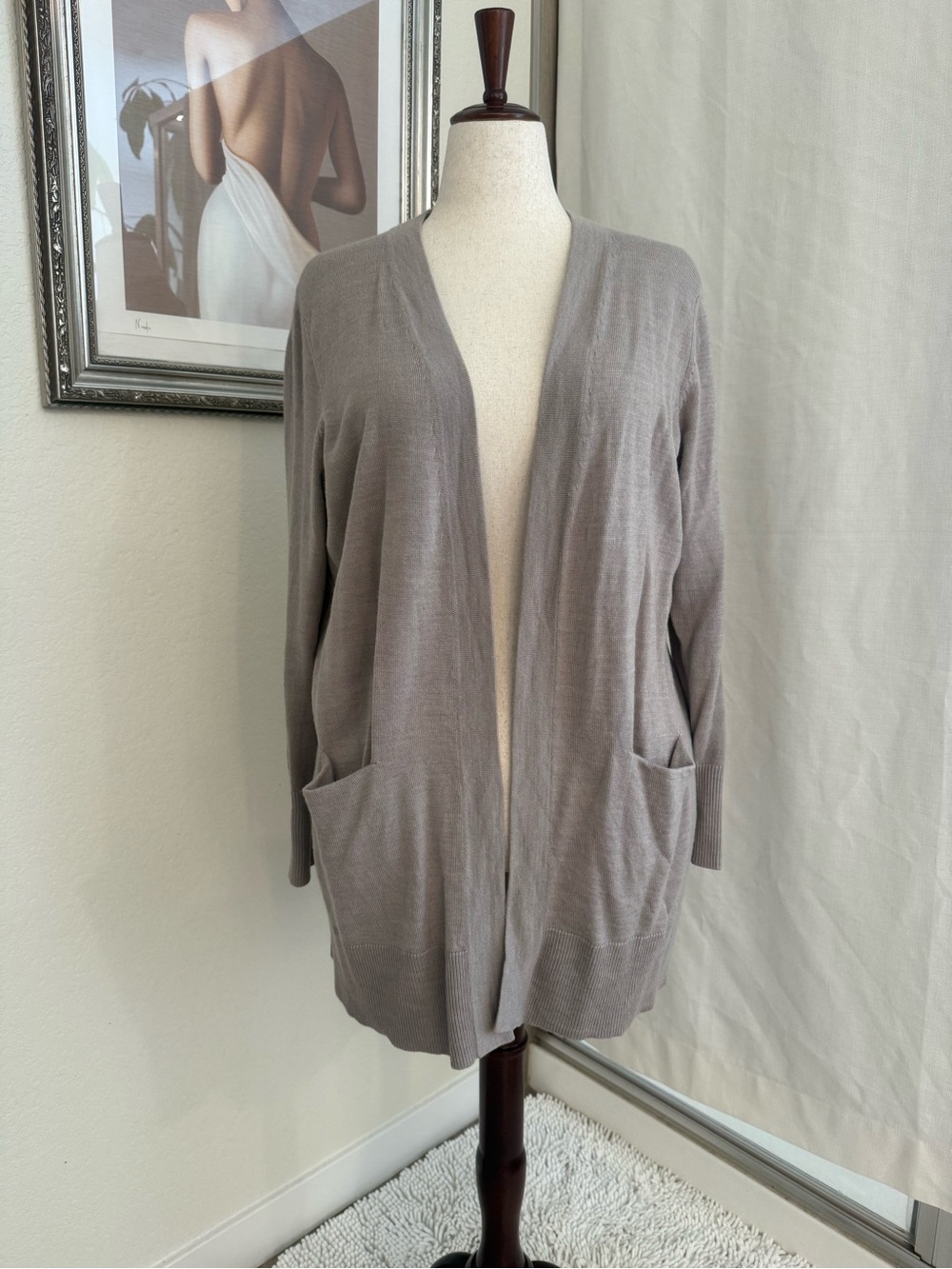 Nordstrom Taupe Open-Front Women's Cardigan
